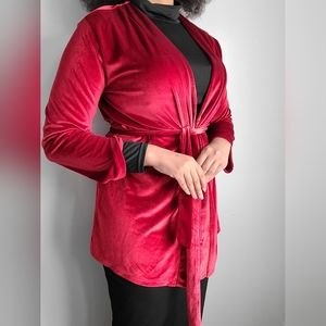 Burgundy Velvet Cardigan